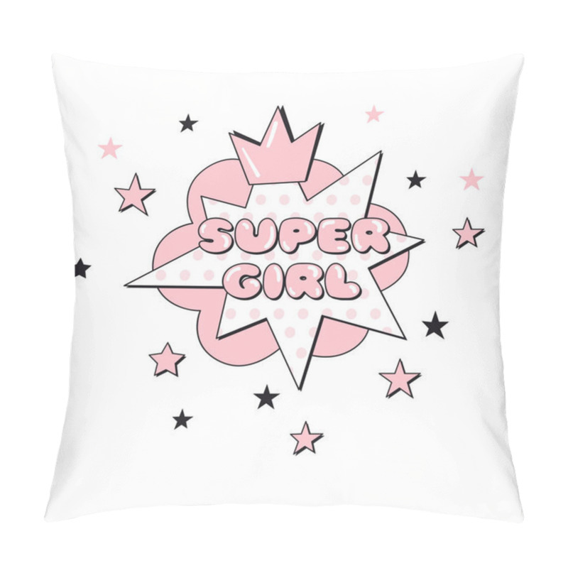 Personality  Super Girl Comic Pop Art Text In Bubble. Pillow Covers