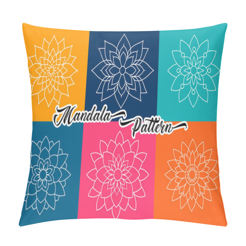 Personality  Floral Mandala Pattern Set With Vibrant Blue And Pink Shades Pillow Covers