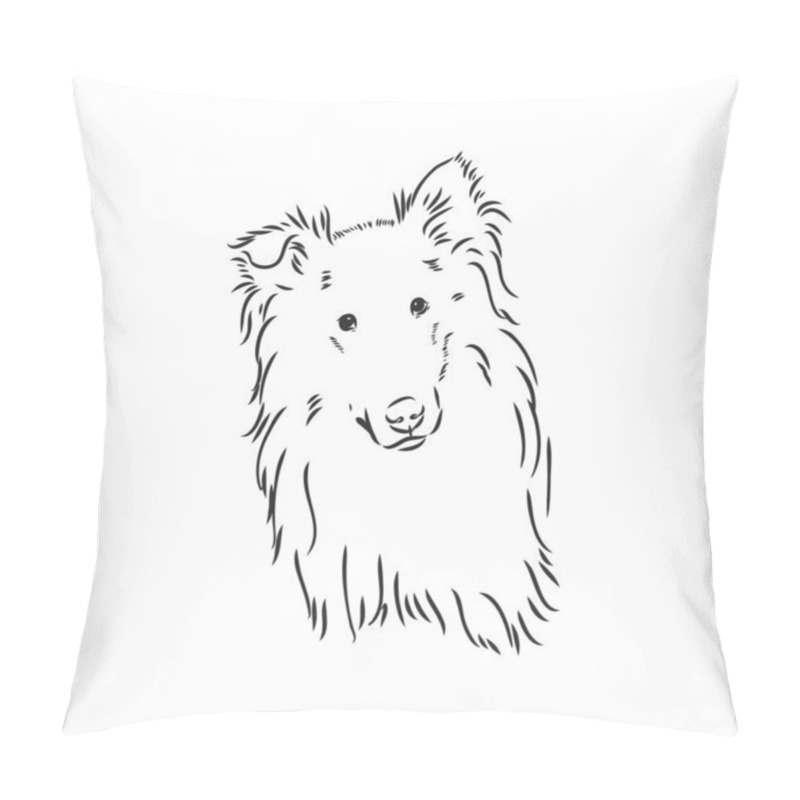 Personality  Dog Rough Collie Isolated On White Background. Vector Illustration. Collie, Vector Sketch On A White Background Pillow Covers