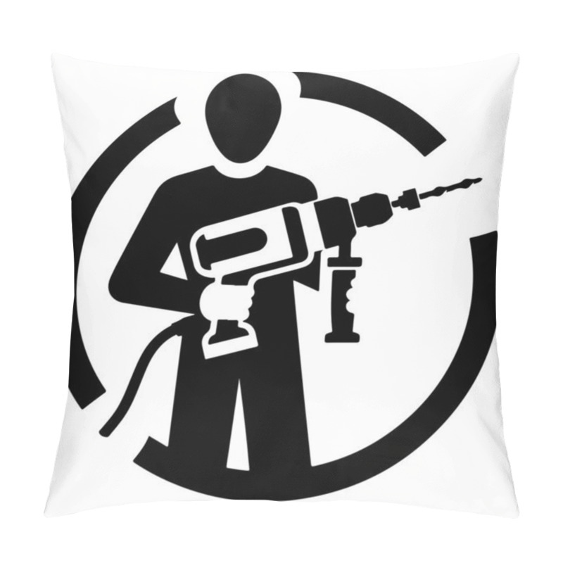 Personality  Power Drill In Circle Icon Pillow Covers