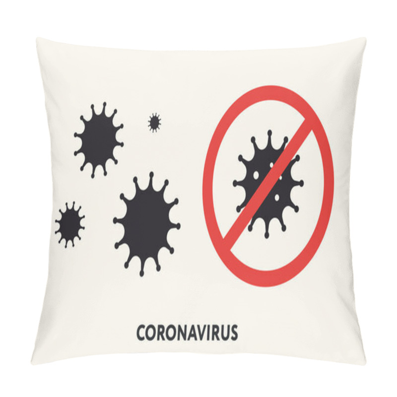 Personality  Stop Virus. Beware Of Coronavirus. Stay Home. Flat Vector Icon. Pillow Covers