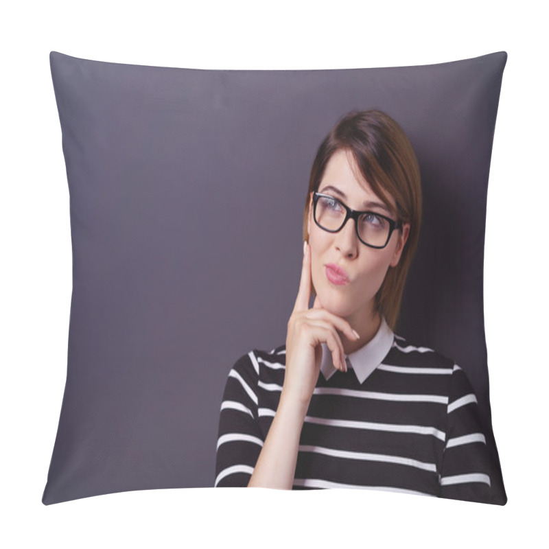 Personality  Thinking Woman With Fingers On Chin Pillow Covers