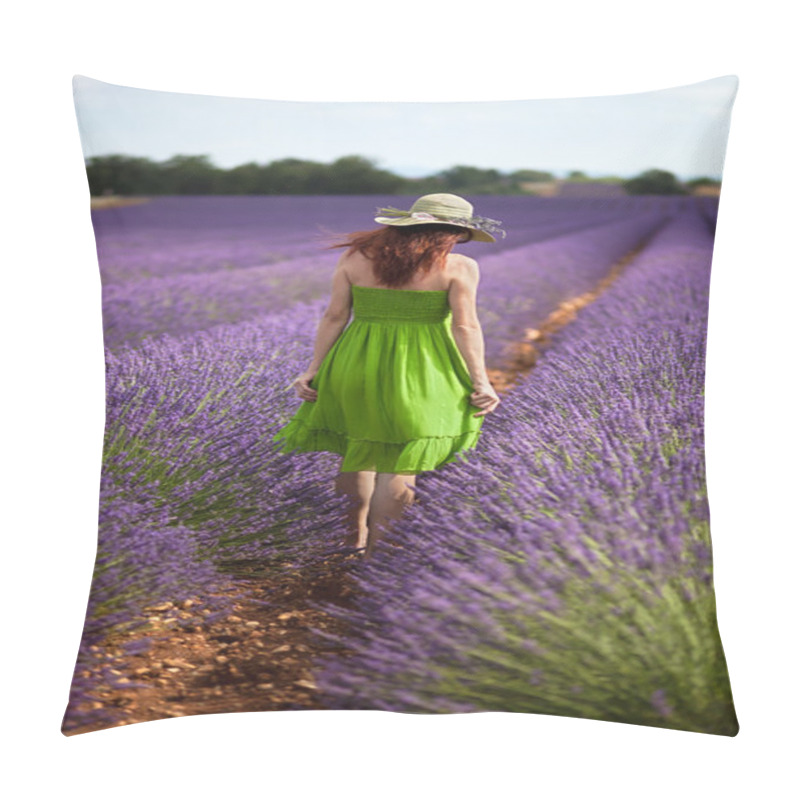 Personality  Woman In Field Of Lavender Pillow Covers