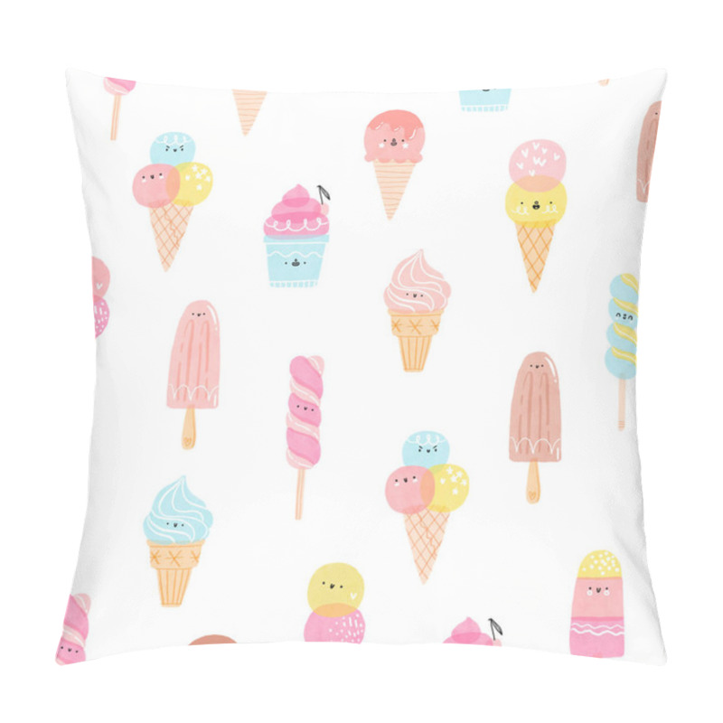 Personality  Cute Ice Cream Characters Seamless Pattern Pillow Covers