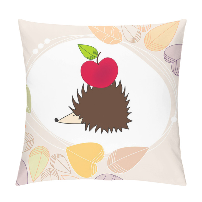 Personality  Cute Autumn Illustration With Hedgehog And Apple Pillow Covers