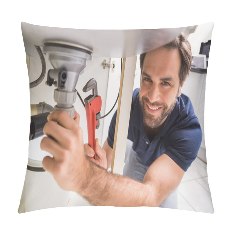 Personality  Plumber Fixing Under The Sink Pillow Covers