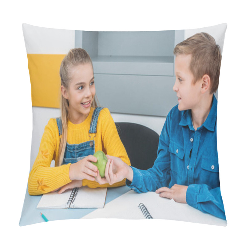 Personality  Smiling Classmates After Lesson Sharing Apple Pillow Covers