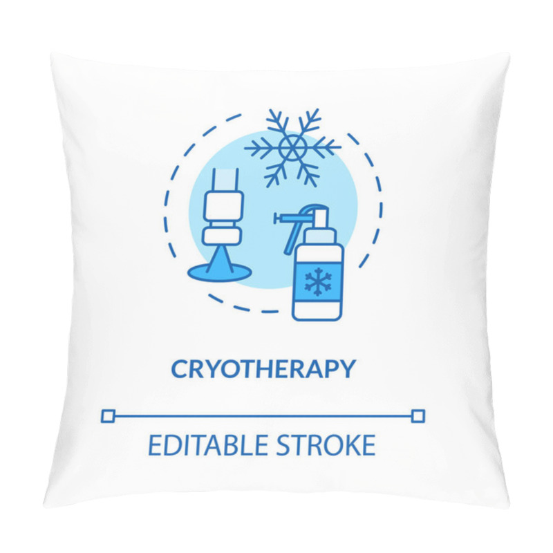 Personality  Cryotherapy Concept Icon. Melanoma Therapies. Cold Therapy. Carcinoma. Cryosurgery. Local Skin Cancer Treatment Idea Thin Line Illustration. Vector Isolated Outline RGB Color Drawing. Editable Stroke Pillow Covers