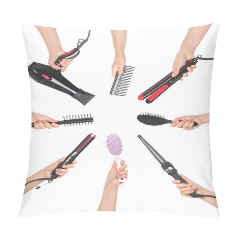 Personality  Hands Holding Hairdressing Tools  Pillow Covers