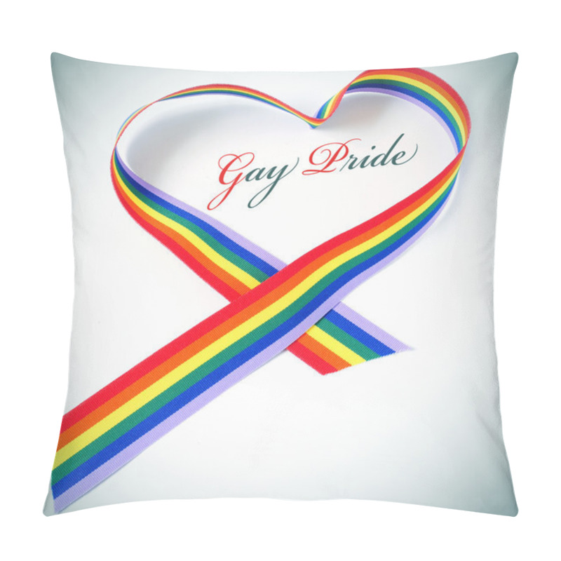 Personality  Heart-shaped Rainbow Ribbon And Text Gay Pride Pillow Covers