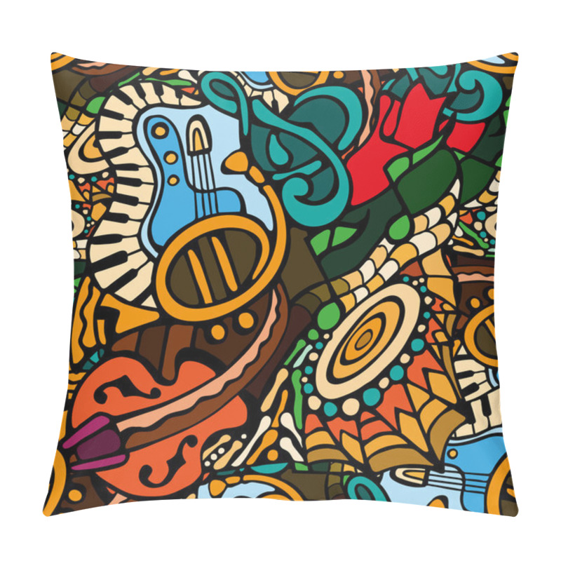 Personality  Seamless Pattern With Doodle Musical Instruments Pillow Covers