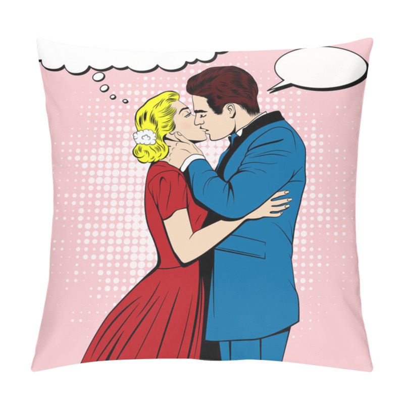 Personality  Vector Kissing Couple In The Pop Art Comics Style Pillow Covers