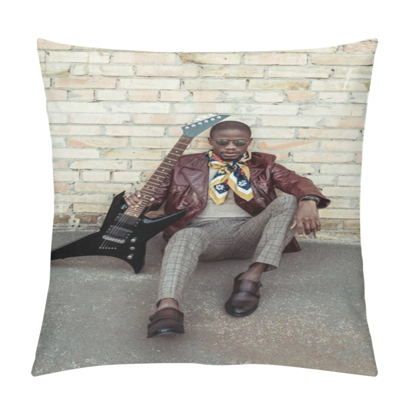 Personality  Fashionable African American With Guitar Pillow Covers