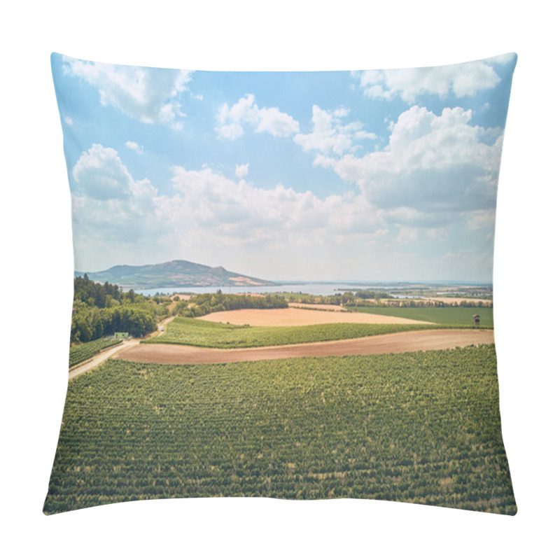 Personality  Aerial View Of Agricultural Fields And Sky With Clouds, Czech Republic Pillow Covers