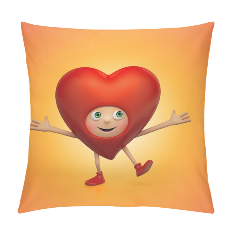 Personality  Funny Red Heart Cartoon Dancing. Valentine Day Greeting Card Pillow Covers