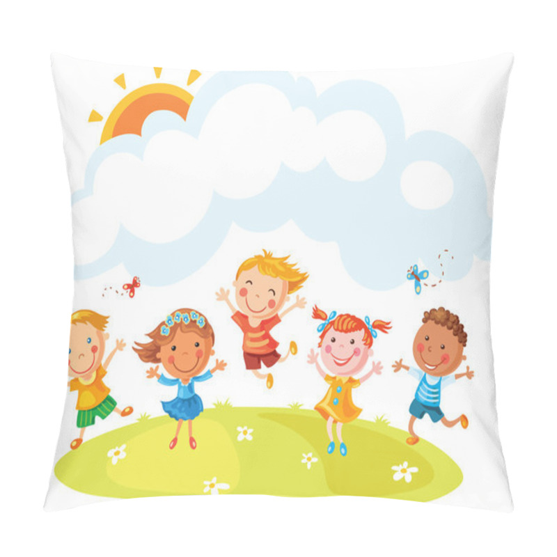 Personality  Happy Cartoon Kids Jumping Pillow Covers