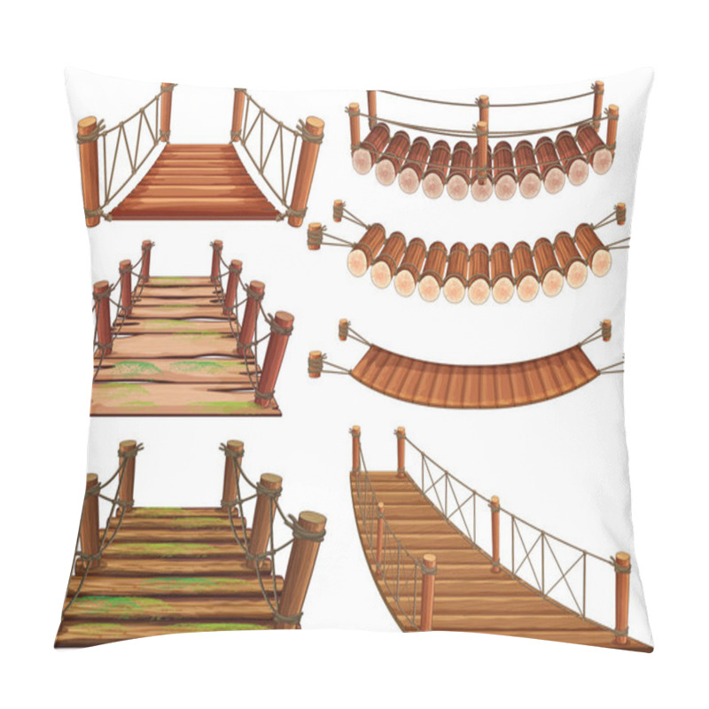 Personality  Wooden Bridges In Different Designs Pillow Covers