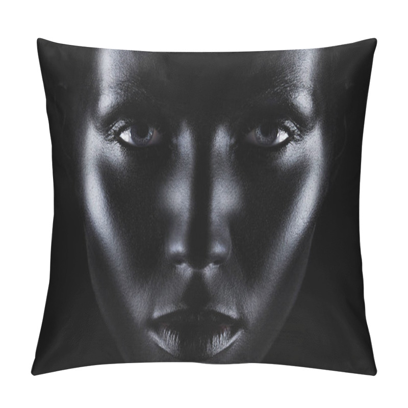 Personality  Portrait Of A Girl In Black Paint Pillow Covers