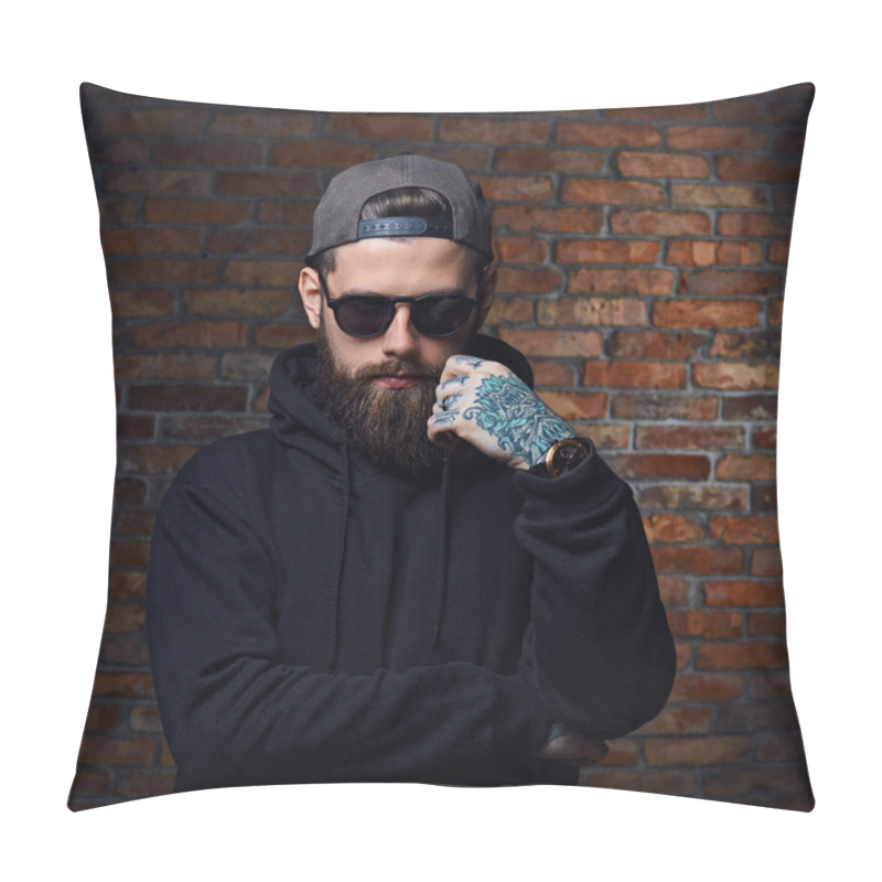 Personality  Modern Bearded Hipster Male In Hoodie  Pillow Covers