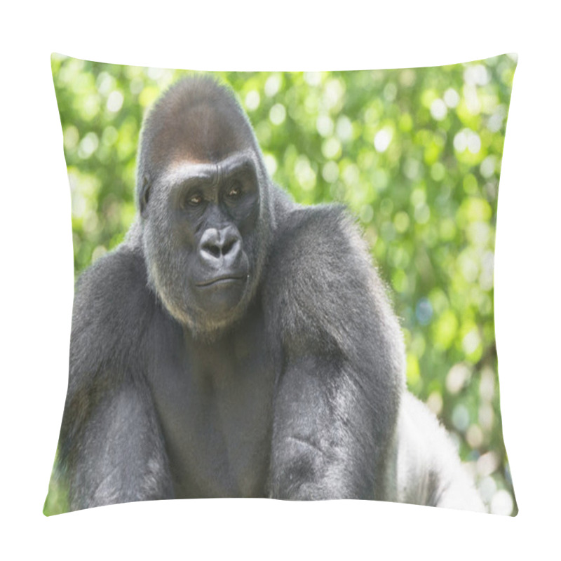 Personality  Typical Western Lowland Gorilla Among Leafy Trees.  Pillow Covers