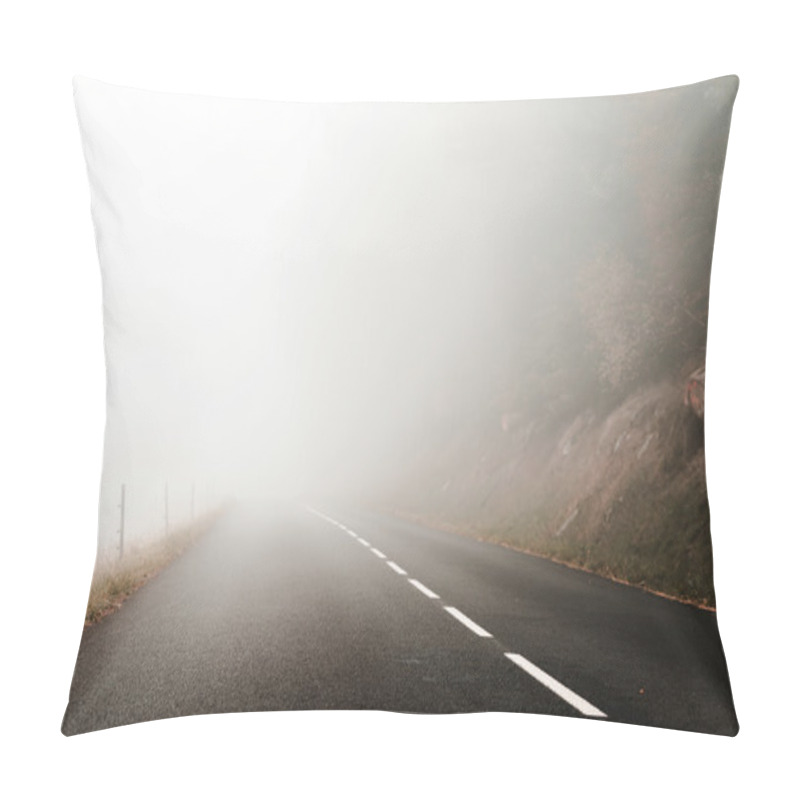 Personality  Danger Foggy Road In The Forest Pillow Covers