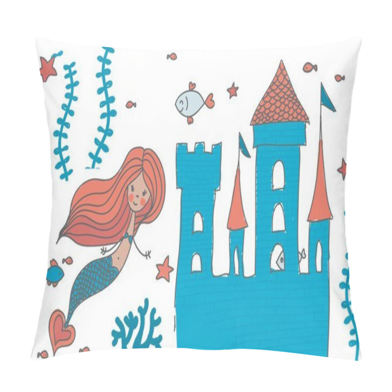 Personality  Mermaid And Underwater Castle Pillow Covers