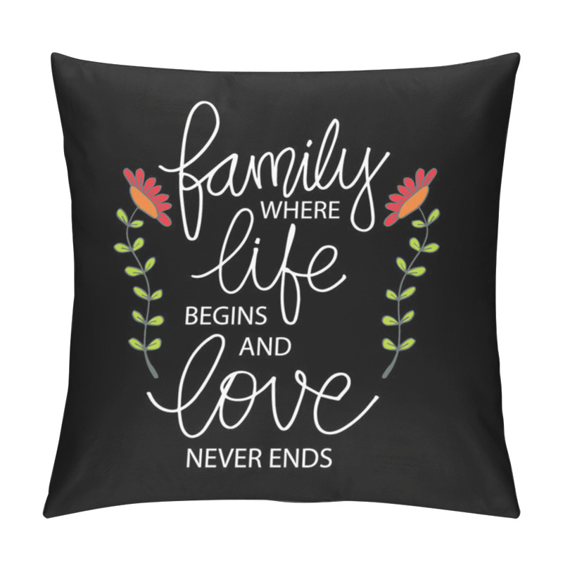 Personality  Family Where Life Begins And Love Never Ends. Inspirational Quote Pillow Covers