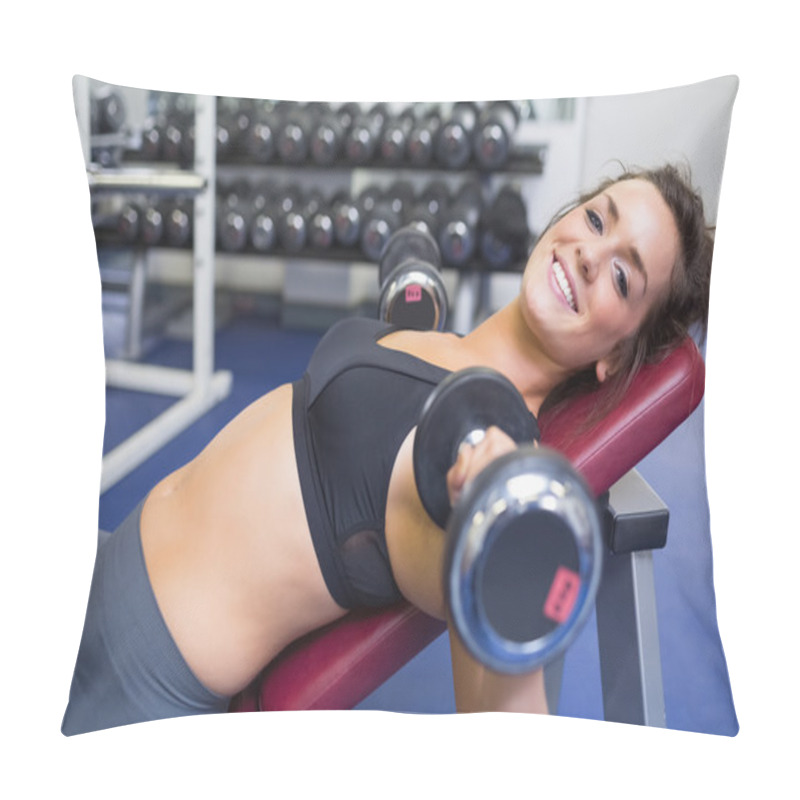 Personality  Smiling Woman Training With Weights Pillow Covers