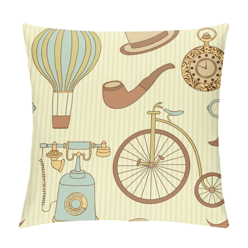 Personality  Seamless Pattern With Different Retro Objects Pillow Covers