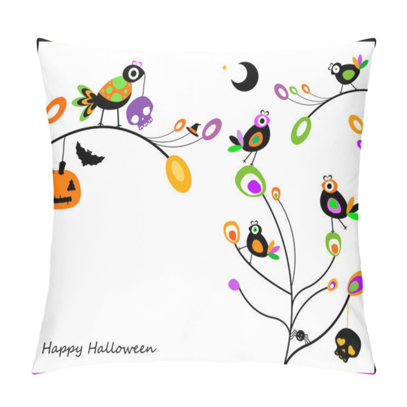 Personality  Halloween Card With Crows Pillow Covers