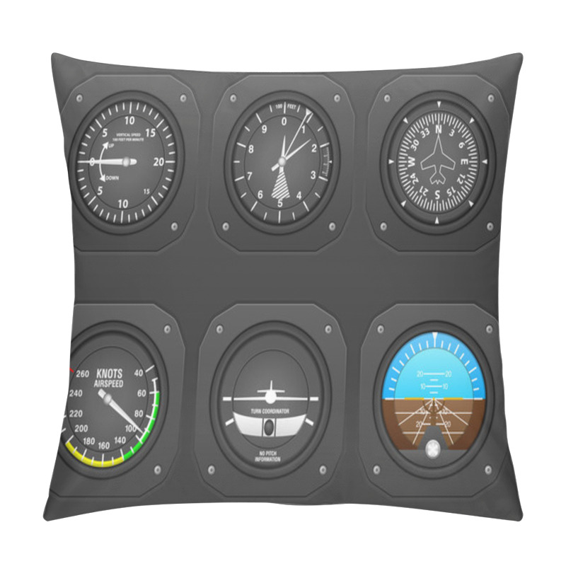 Personality  Airplane Dashboard On Black Pillow Covers