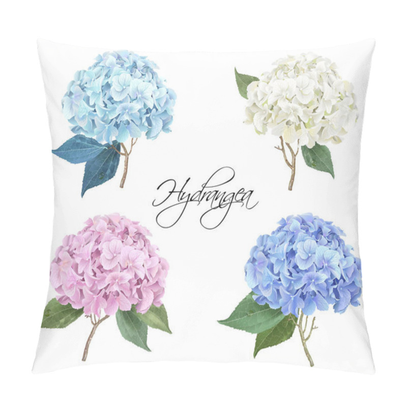 Personality  Hydrangea Realistic Illustration Set Pillow Covers