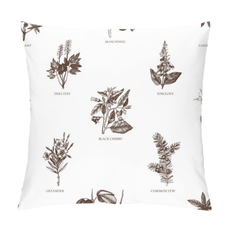 Personality  Seamless Pattern With Poisonous Plants Pillow Covers