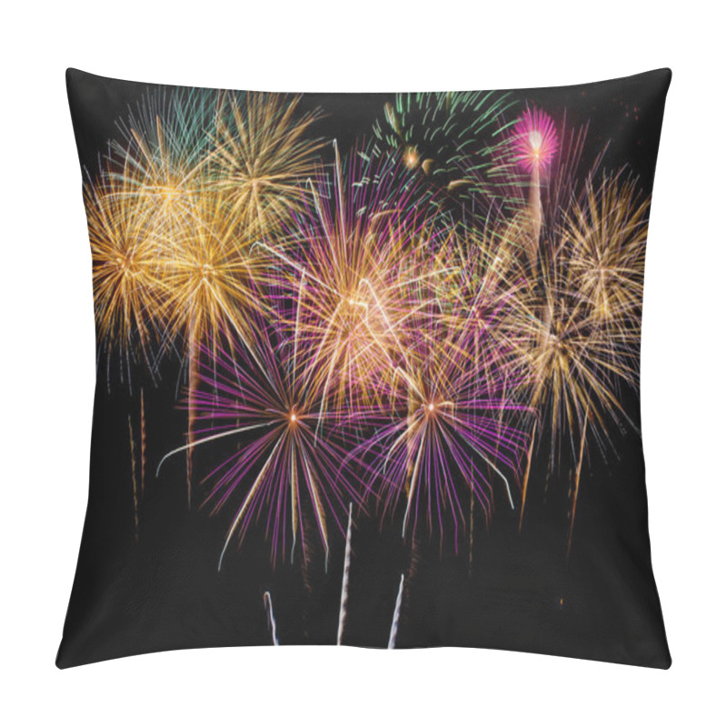 Personality  Fireworks Celebration At Night On  New Year And Copy Space Pillow Covers