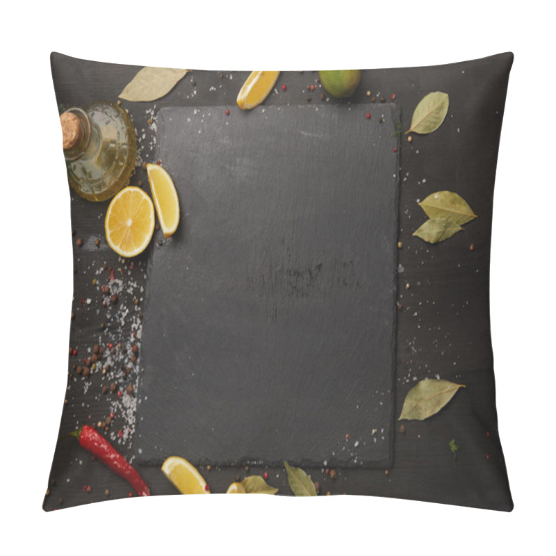 Personality  Dark Slate Board With Spices And Lemon Slices Pillow Covers