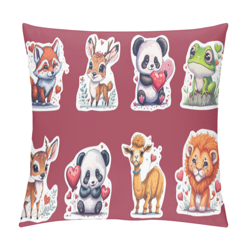 Personality  A Lovable Character Of A Cute Baby Animals With Hearts Pillow Covers