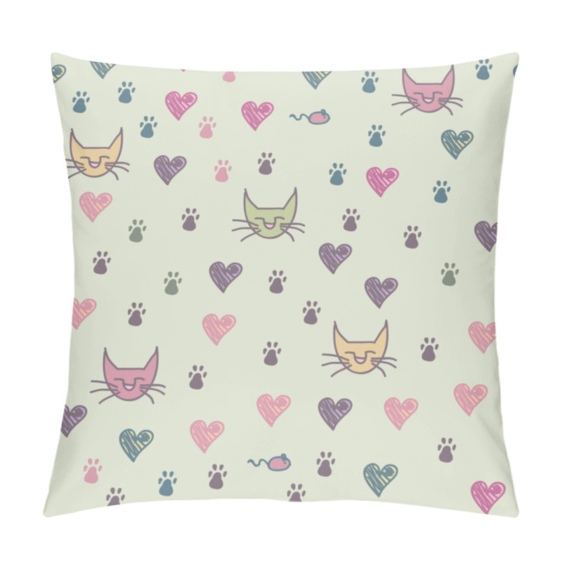 Personality  A Seamless Pattern Of Cats Footprint Pillow Covers