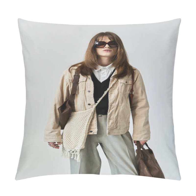 Personality  A Youthful, Fashionable Individual Stands Confidently In Trendy Clothing, Embodying Modern Style. Pillow Covers