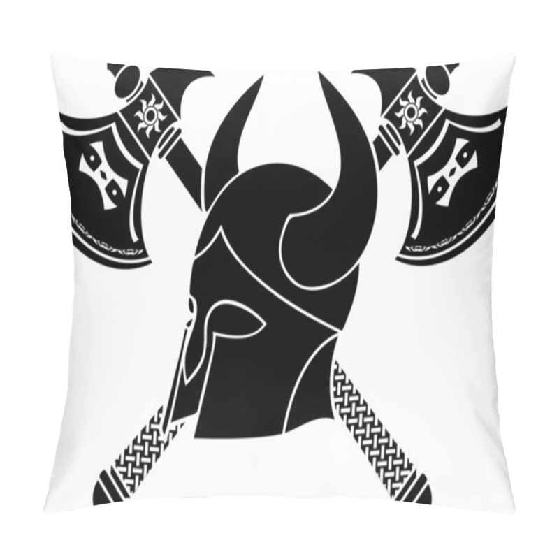 Personality  Fantasy Helmet With Axes Stencil First Variant Pillow Covers