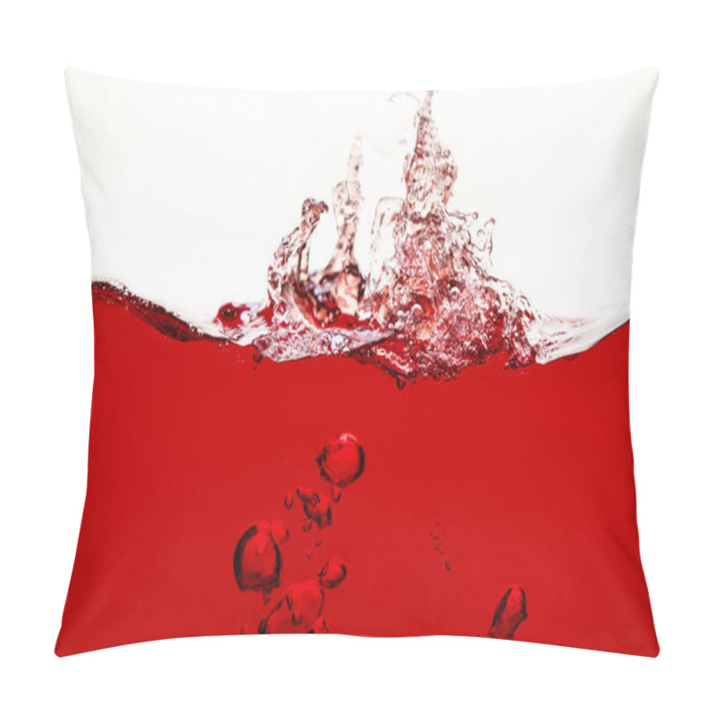 Personality  Red Bright Liquid With Splash And Underwater Bubbles Isolated On White Pillow Covers