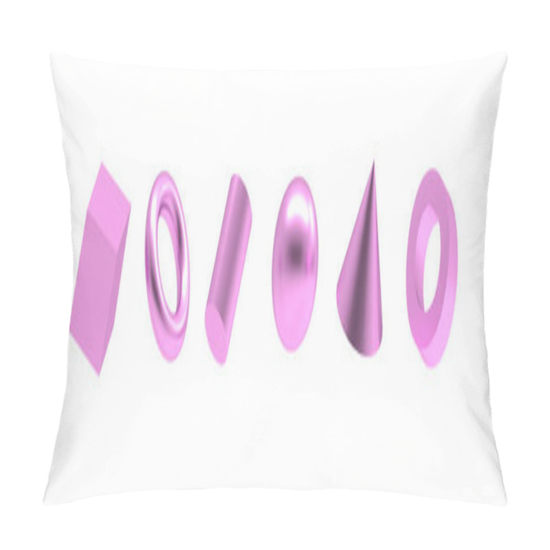 Personality  Set Of 3d Render Realistic Primitives On White Background. Isolated Graphic Elements. Spheres, Torus, Tubes, Cones And Other Geometric Shapes In Black Colors For Trendy Design. Pillow Covers