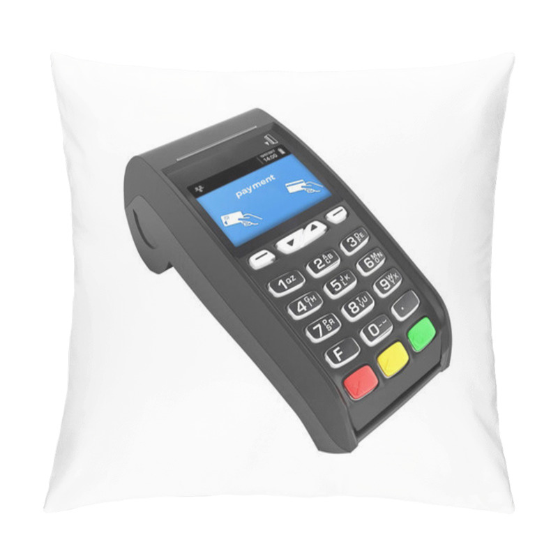 Personality  Card Payment Terminal POS Terminal Isolated On White Background 3d Render Without Shadow Pillow Covers