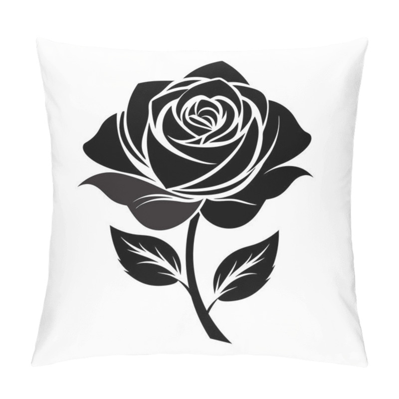 Personality  Elegant Monochrome Rose Intricate Vector Illustration Pillow Covers