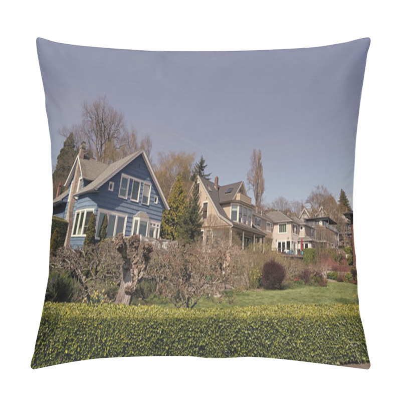 Personality  Neighborhood With Townhome Houses Outside The City, Neighbors. Pillow Covers