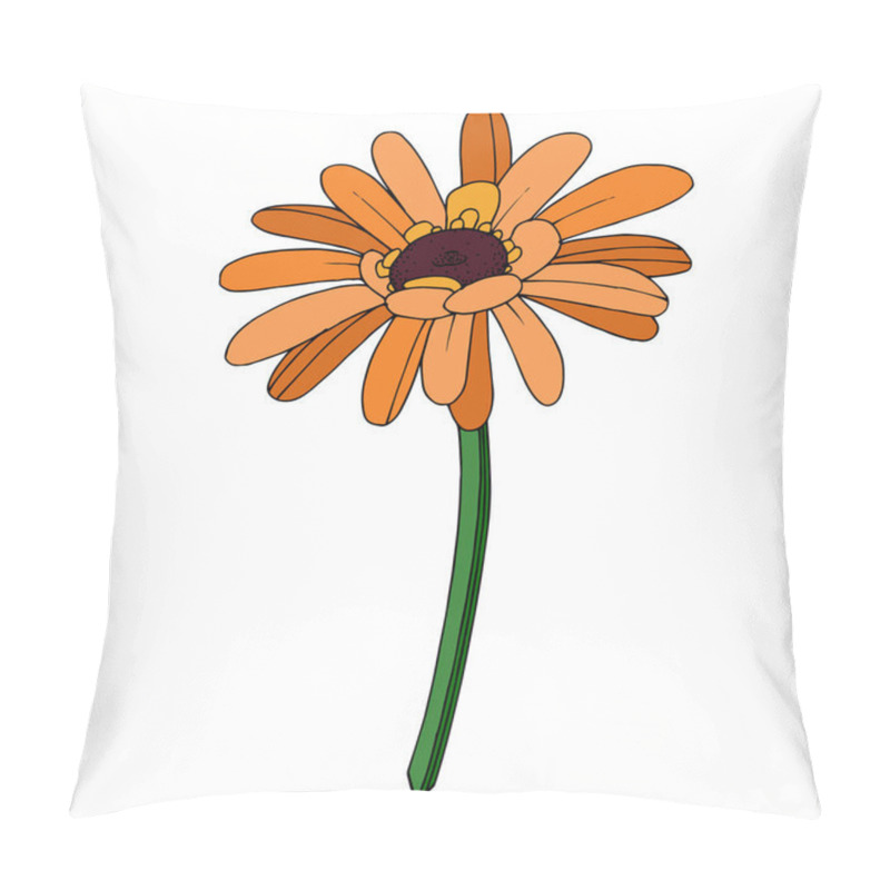 Personality  Vector Gerbera Floral Botanical Flower. Black And White Engraved Pillow Covers