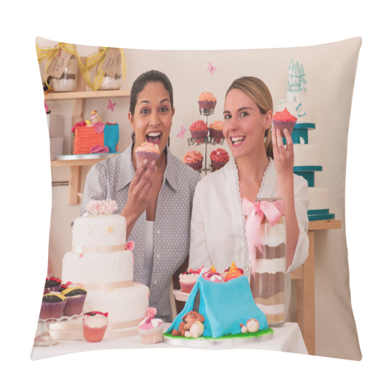 Personality  Bakery Partners Showing Off Cakes Pillow Covers