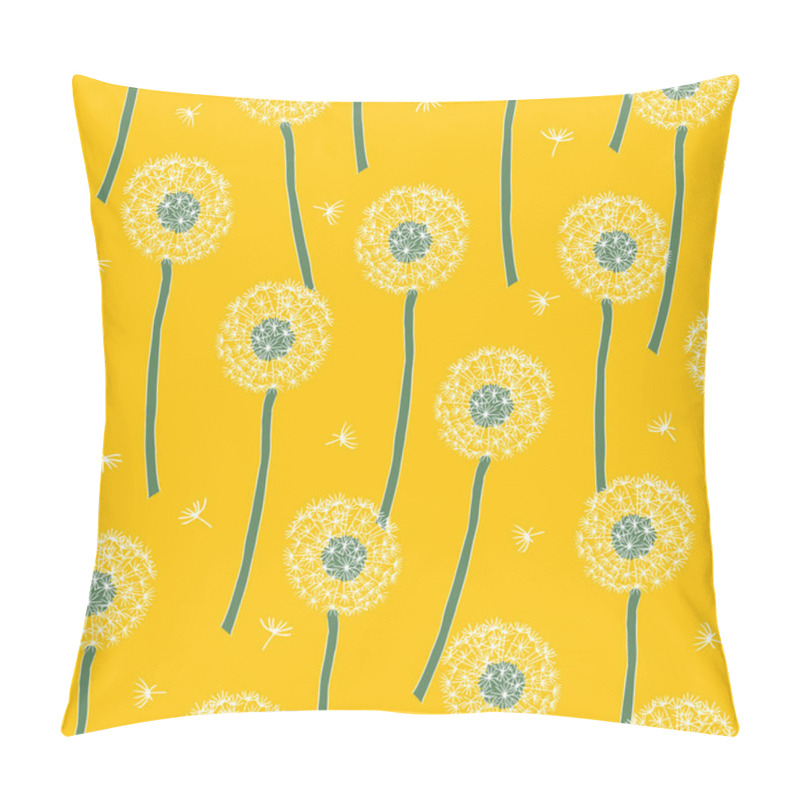 Personality  Cute Vector Repeat Pattern With Dandelion And Their Flying Seeds On Yellow Background. Pillow Covers