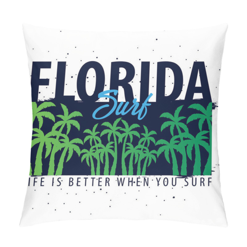 Personality  Florida Surfing Graphic With Palms. T-shirt Design And Print. Pillow Covers