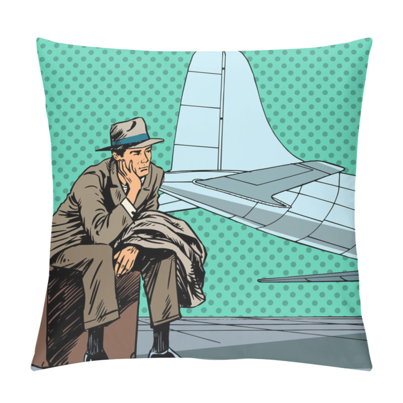 Personality  Male Passenger Waiting For A Flight At The Airport Travel Trip S Pillow Covers