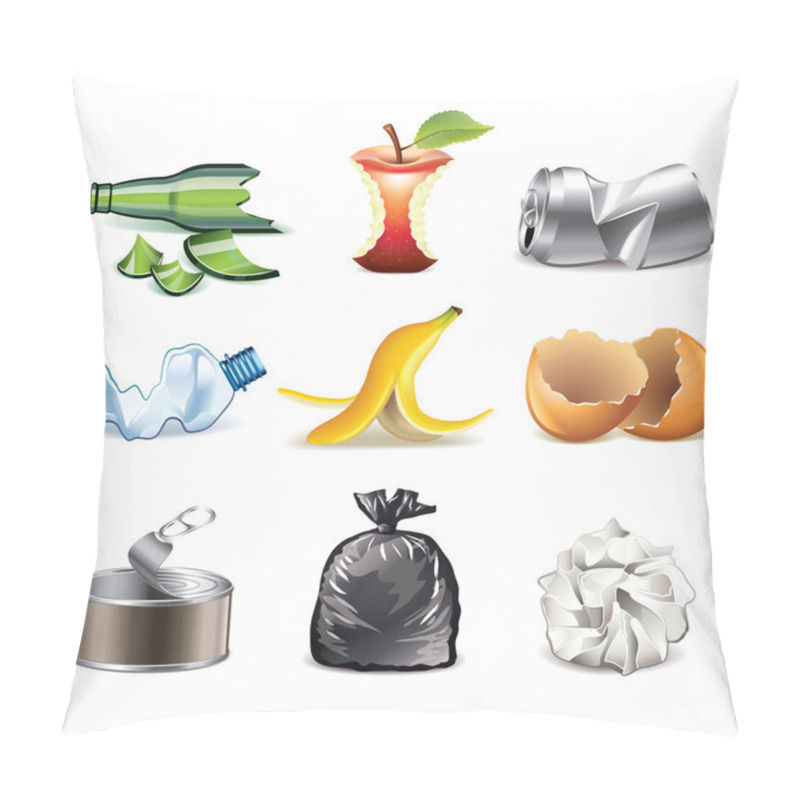 Personality  Garbage Icons Detailed Vector Set Pillow Covers